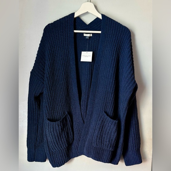 American Eagle Outfitters Sweaters - Sold on EBay *American Eagle Outfitters Navy Chunky Open-Front Cardigan
